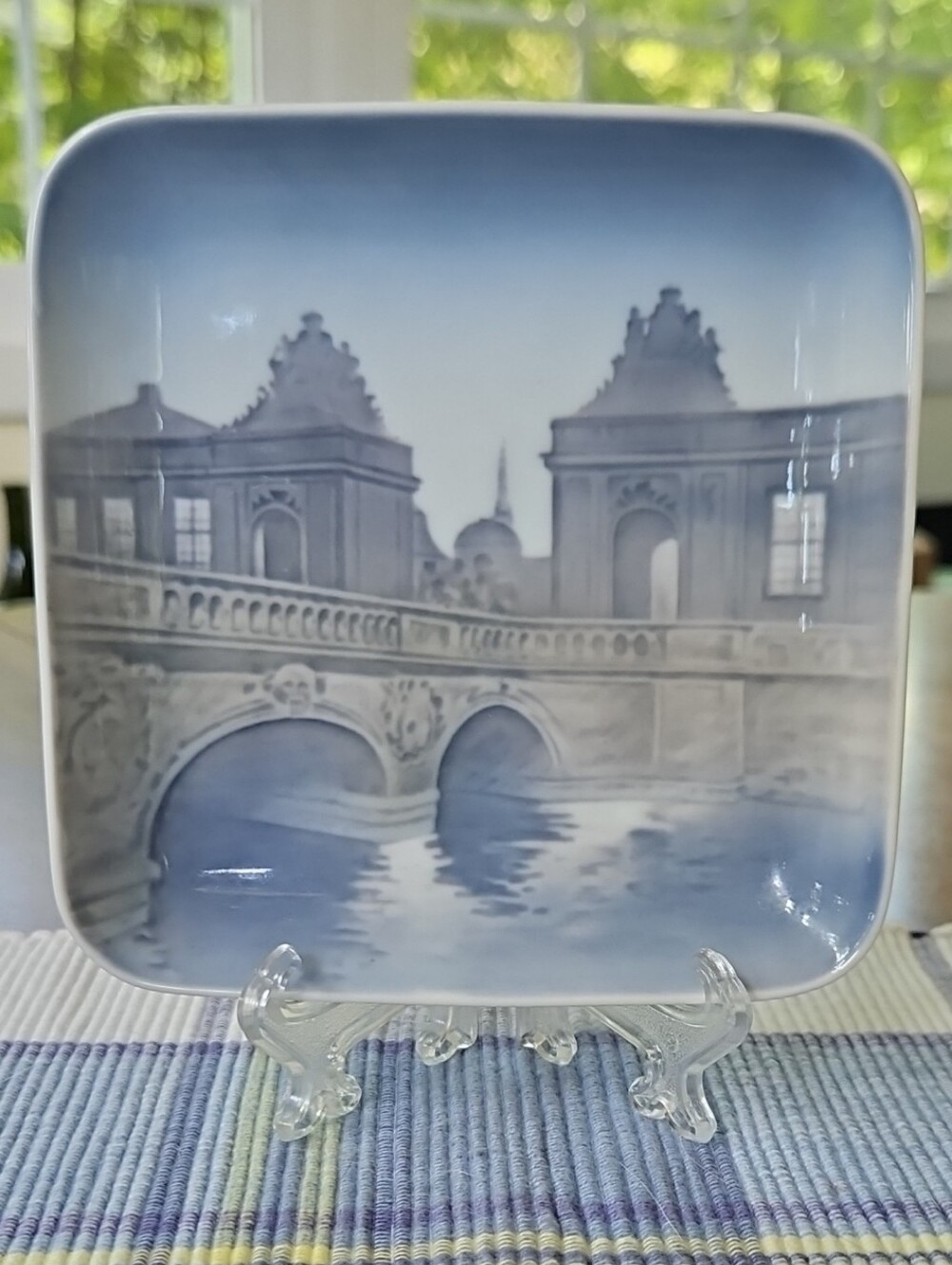 Bing & Grondahl Denmark Marble Bridge Copenhagen Square Dish VTG 1960s